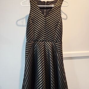 Mossimo Supply Co. Black and Gold Chevron Fit & Flare Dress